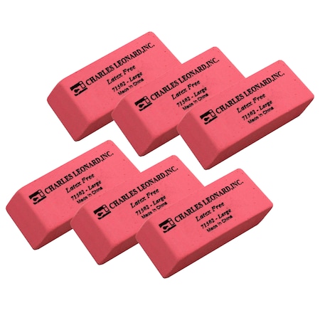 Charles Leonard Synthetic Pink Wedge Erasers, PK72 71502